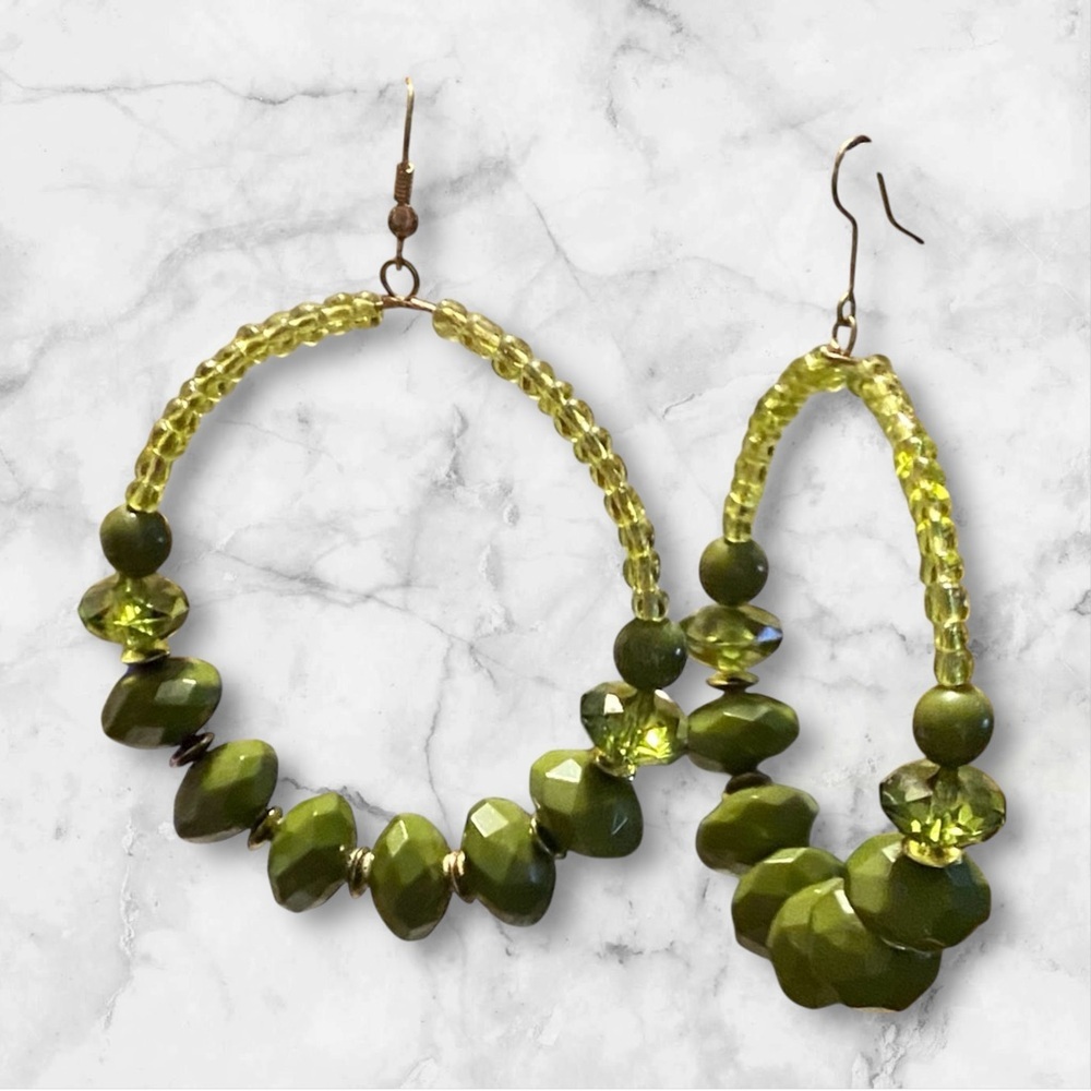 Elegant Green Beaded Earrings